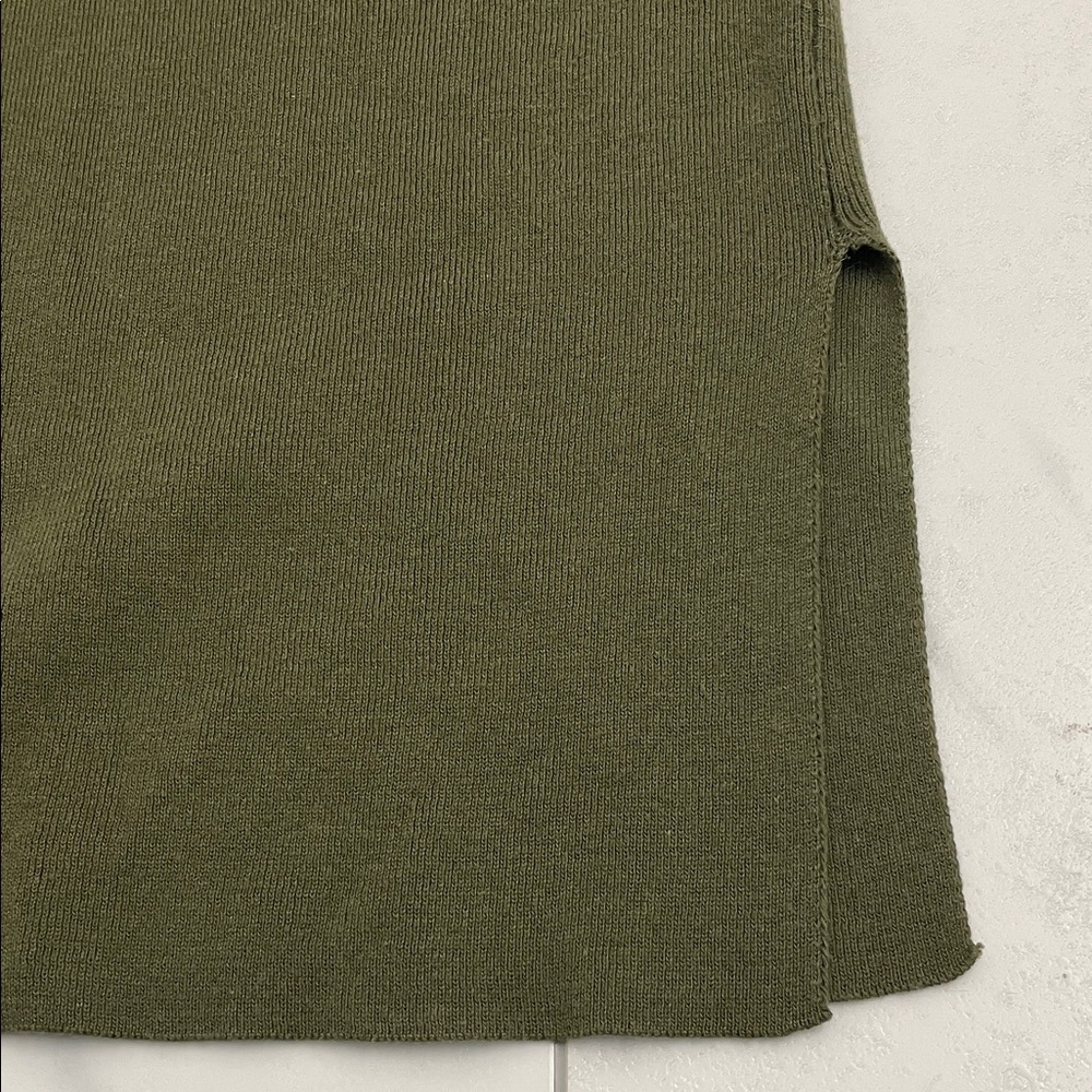 Olive Green Long Sleeveless Waterfall Open Knit Vest Sz M - Picture 14 of 15